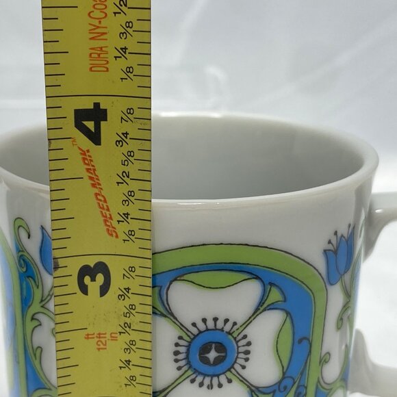 MCM Floral 60's Coffee Mugs Retro 8 oz Cups Japan Set of 2 - Picture 11 of 13